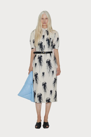 Ivory Jellyfish Print Short Sleeve Midi Dress – Capsule Edition - Julia Allert
