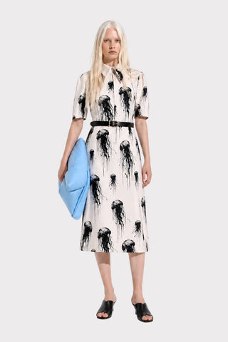 Ivory Jellyfish Print Short Sleeve Midi Dress – Capsule Edition - Julia Allert