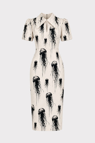 jellyfish dress Princess Bud Oversized Rose Tulle Floor-Length Wedding PreppyDress the ocean sure is a mysterious place Ivory Jellyfish Print Short Sleeve
