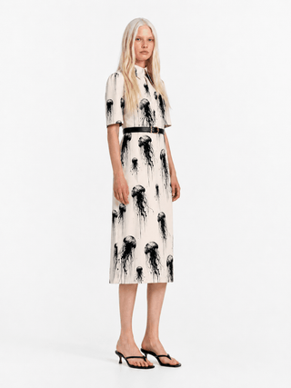 Ivory Jellyfish Print Short Sleeve Midi Dress – Capsule Edition - Julia Allert