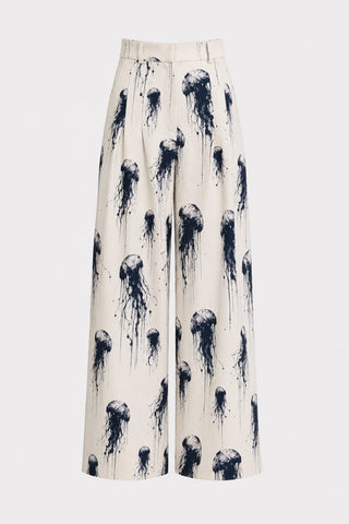 Ivory Jellyfish Print Tailored Pants – Capsule Edition - Julia Allert