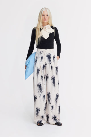 Ivory Jellyfish Print Tailored Pants – Capsule Edition - Julia Allert