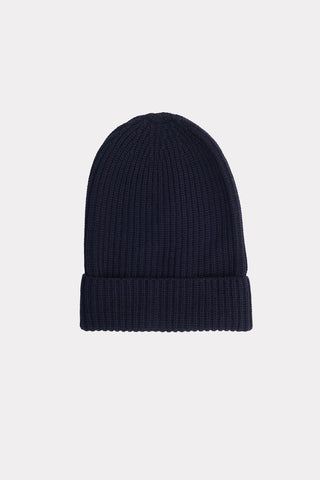 Knitting Patterns Hat With Wide Cuff Dark Blue - Julia Allert
