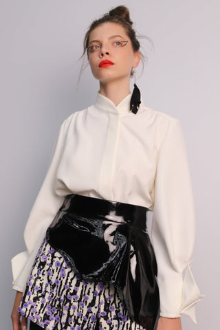 Lacquered Asymmetric Basque Belt Black - Julia Allert