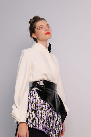 Lacquered Asymmetric Basque Belt Black - Julia Allert