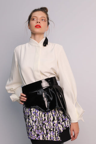 Lacquered Asymmetric Basque Belt Black - Julia Allert
