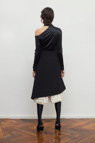 Layered Skirt With White Lace Detail Black - Julia Allert
