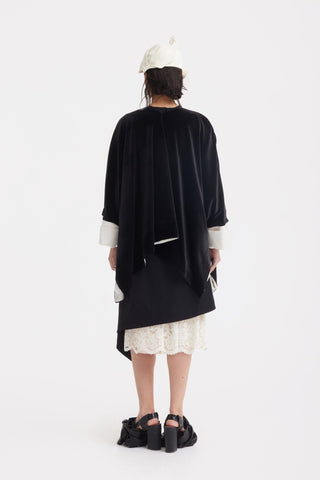 Layered Skirt With White Lace Detail Black - Julia Allert