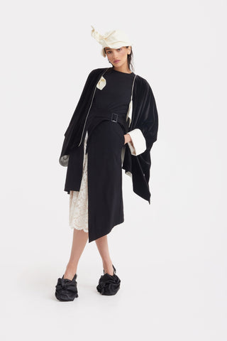 Layered Skirt With White Lace Detail Black - Julia Allert