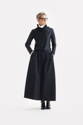 Leather-Look Long Sleeve Top Black - Julia Allert