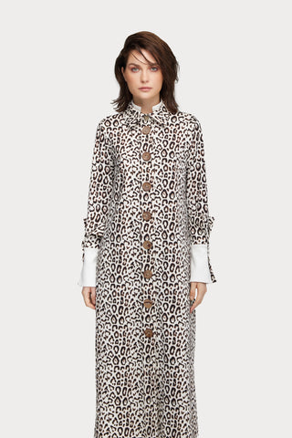 Leopard Print Midi Shirt Dress