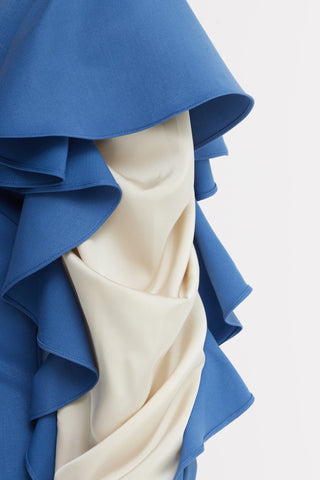 Light Blue Occasion Midi Dress With Ruffled Sleeves - Julia Allert