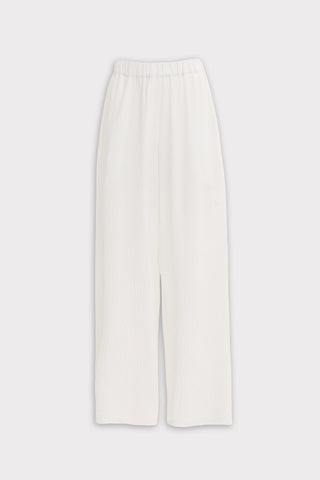 Lightweight Crinkled Blouse & Wide-Leg Pants Co-Ord Set – Ivory - Julia Allert