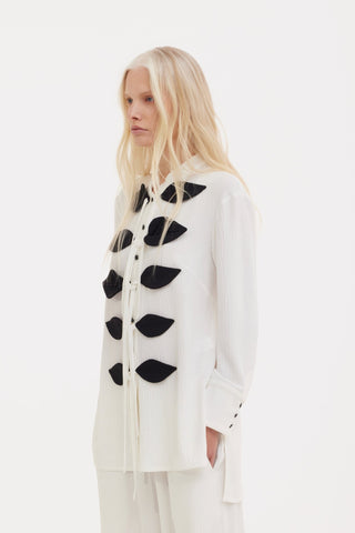 Lightweight Crinkled Blouse & Wide-Leg Pants Co-Ord Set – Ivory - Julia Allert