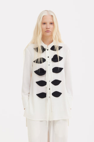 Lightweight Crinkled Blouse & Wide-Leg Pants Co-Ord Set – Ivory - Julia Allert