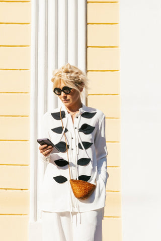 Lightweight Crinkled Blouse & Wide-Leg Pants Co-Ord Set – Ivory - Julia Allert