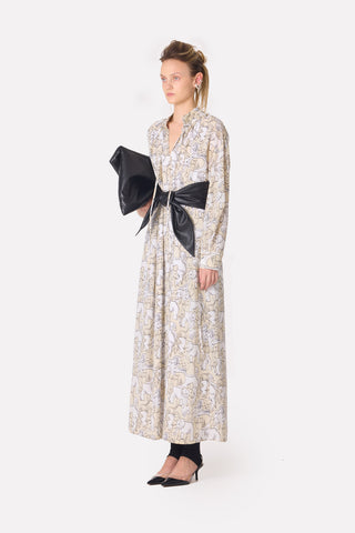 Lightweight Viscose Animal Print Maxi Dress Beige