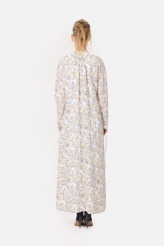 Lightweight Viscose Animal Print Maxi Dress Beige