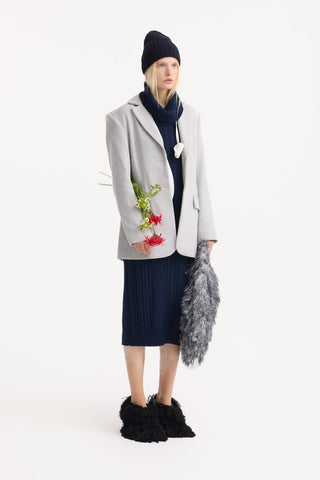 Limited Edition Virgin Wool Cable Knit Maxi Dress – Navy Blue