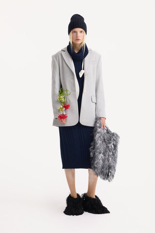 Limited Edition Virgin Wool Cable Knit Maxi Dress – Navy Blue