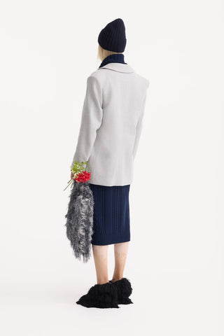 Limited Edition Virgin Wool Cable Knit Maxi Dress – Navy Blue - Julia Allert