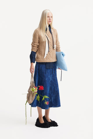 Limited Edition Virgin Wool Cable Knit Sweater – Camel Beige