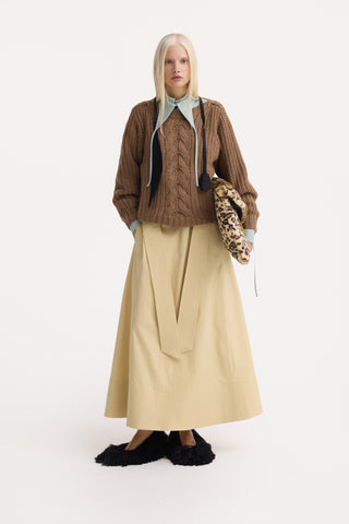 Limited Edition Virgin Wool Cable Knit Sweater – Camel Brown