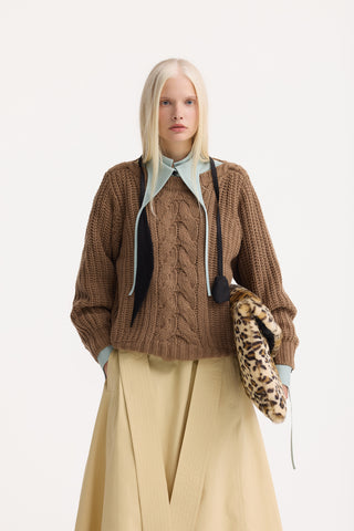 Limited Edition Virgin Wool Cable Knit Sweater – Camel Brown