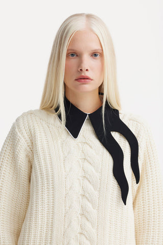 Limited Edition Virgin Wool Cable Knit Sweater – Ivory - Julia Allert