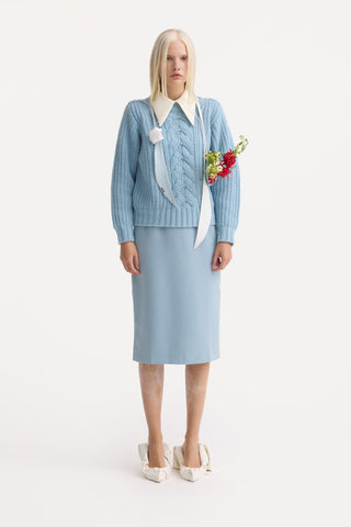 Limited Edition Virgin Wool Cable Knit Sweater – Powder Blue - Julia Allert