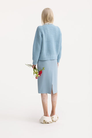 Limited Edition Virgin Wool Cable Knit Sweater – Powder Blue - Julia Allert
