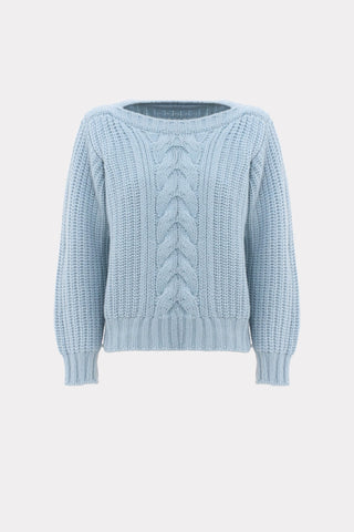 Limited Edition Virgin Wool Cable Knit Sweater – Powder Blue - Julia Allert