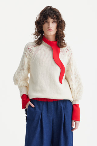 Limited Edition Virgin Wool Sculptural Knit Sweater – Ivory