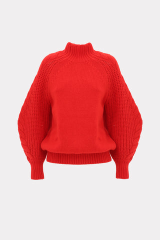 Limited Edition Virgin Wool Sculptural Knit Sweater – Red