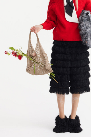 Handcrafted Knitted Tote Bag – Sand Beige