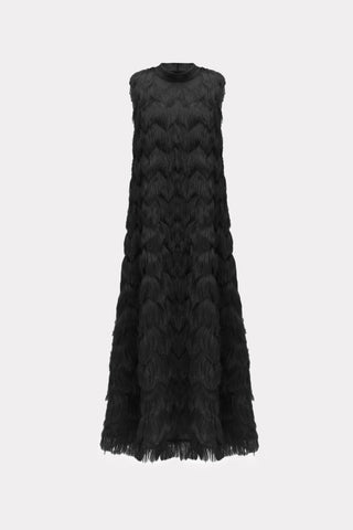 Long Evening Gown A-Line Fringe Dress Black - Julia Allert