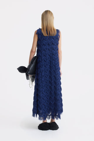 Long Evening Gown A-Line Fringe Dress Blue - Julia Allert