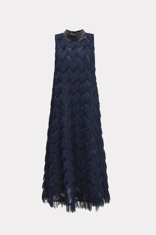 Long Evening Gown A-Line Fringe Dress Blue