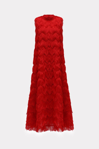 Long Evening Gown A-Line Fringe Dress Red - Julia Allert