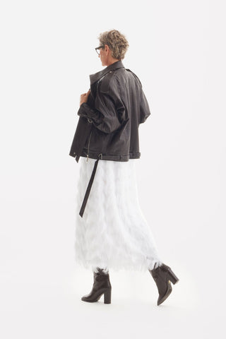 Long Evening Gown A-Line Fringe Dress White - Julia Allert