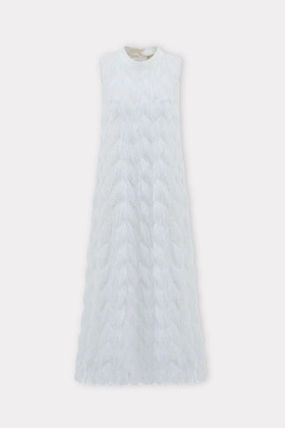 Long Evening Gown A-Line Fringe Dress White - Julia Allert