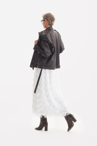 Long Evening Gown A-Line Fringe Dress White