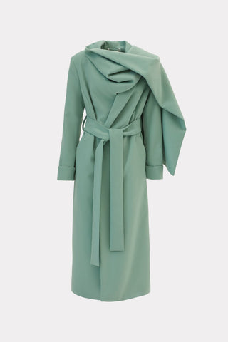 Long Wrap Coat With Drape Collar Mint - Julia Allert