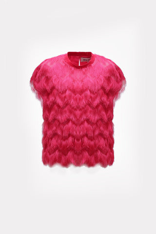 Luxe Fur-Effect Blouse Pink - Julia Allert