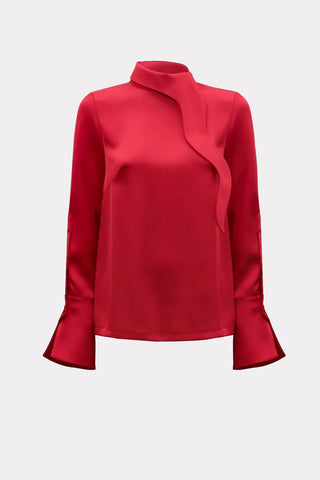 Luxury Silk-Feel Satin Blouse Red - Julia Allert