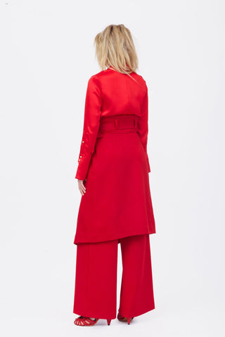 Luxury Silk-Feel Satin Blouse Red - Julia Allert