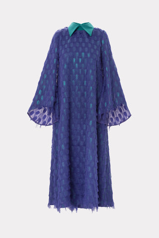 Maxi Longsleeve Dress With Fleecy Decor Blue