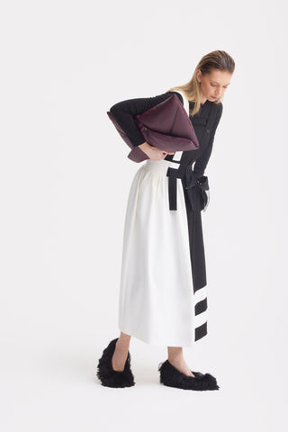 Midi Apron Dress With Adjustable Straps - Black Ivory - Julia Allert
