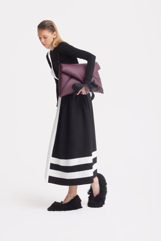 Midi Apron Dress With Adjustable Straps - Black Ivory - Julia Allert