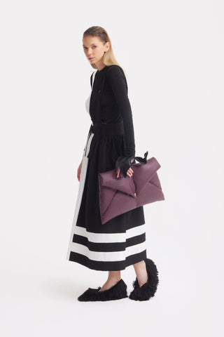 Midi Apron Dress With Adjustable Straps - Black Ivory - Julia Allert